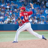 Aug 10, 2014; Toronto, Ontario, CAN; Toronto Blue Jays relief pitcher Chad Jenkins (64) throws a pitch in a game against the Detroit Tigers at Rogers Centre. The Toronto Blue Jays won 6-5. Mandatory Credit: Nick Turchiaro-USA TODAY Sports